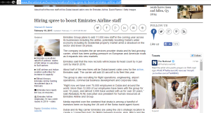 The National Article. Emirates Airline employs 11.000 new staff. http://www.thenational.ae/business/aviation/hiring-spree-to-boost-emirates-airline-staff